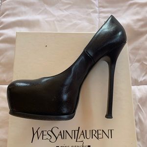 YSL Yves Saint Laurent Tribtoo Black Heels Sz 41